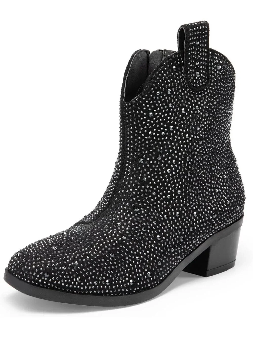 Women's Black Rhinestone Halloween Size Zipper Non-Slip Cowgirl Sparkle Boots